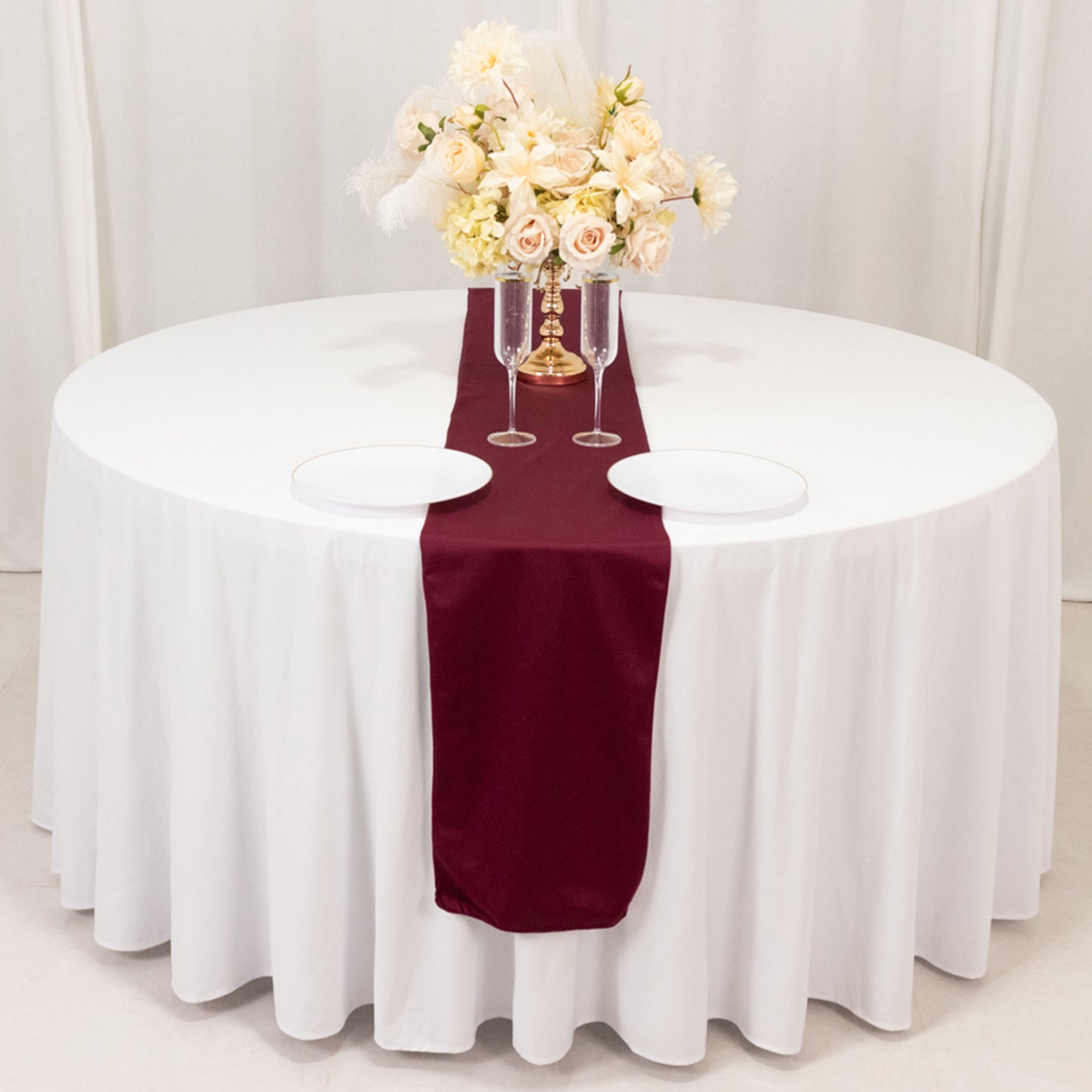 Burgundy Scuba Polyester Table Runner, Wrinkle Free Table Linen - 12"x108"