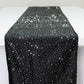 Black scuba table runner with rhinestone accents, 12"x108".