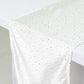 Pearl white scuba table runner with rhinestone accents on a table.