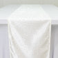 Pearl white scuba table runner with rhinestone accents on a table.