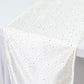 Pearl white table runner with rhinestone accents, 12"x108", wrinkle-free.