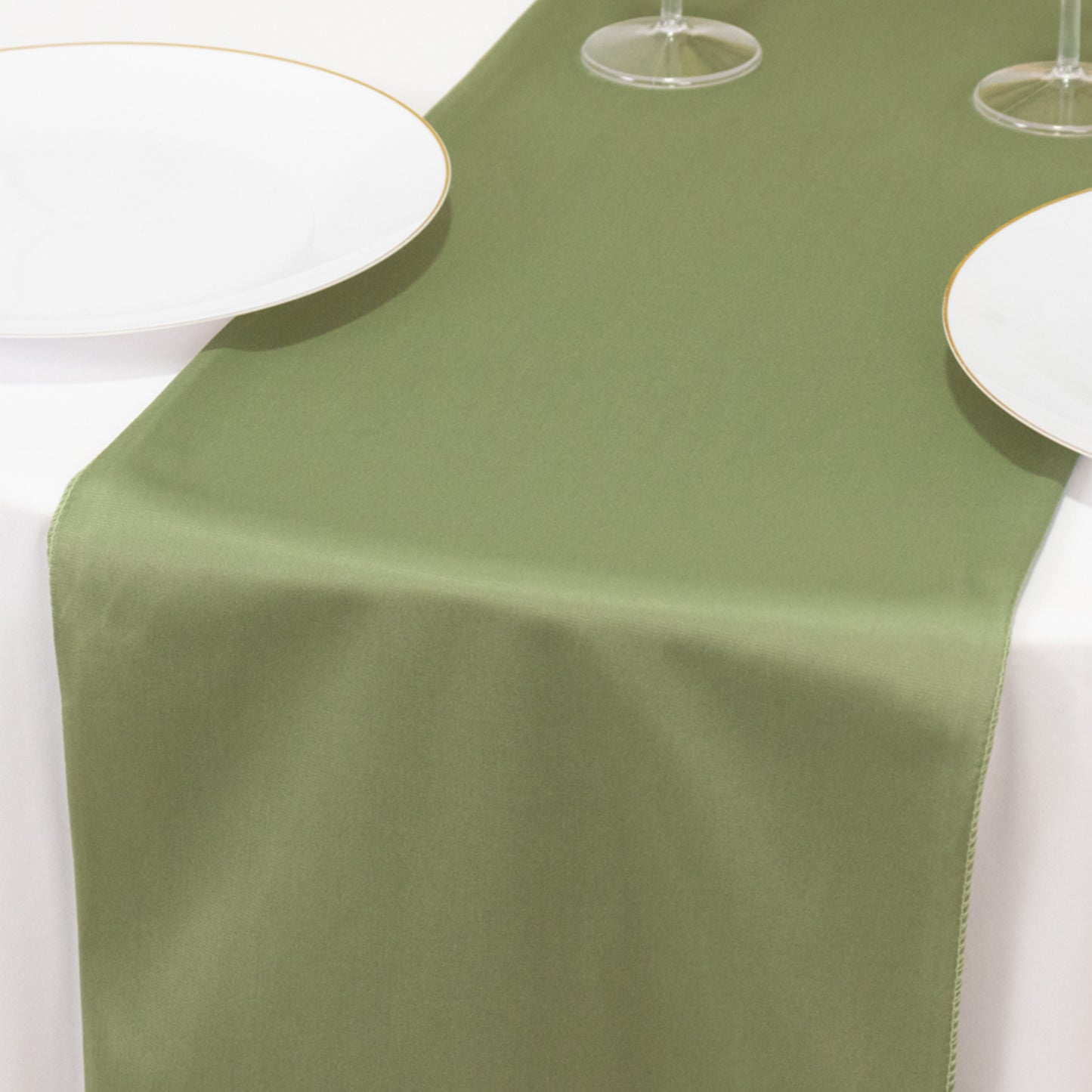 Dusty Sage Green Premium Scuba Polyester Table Runner, Wrinkle Free Table Linen - 12"x108"