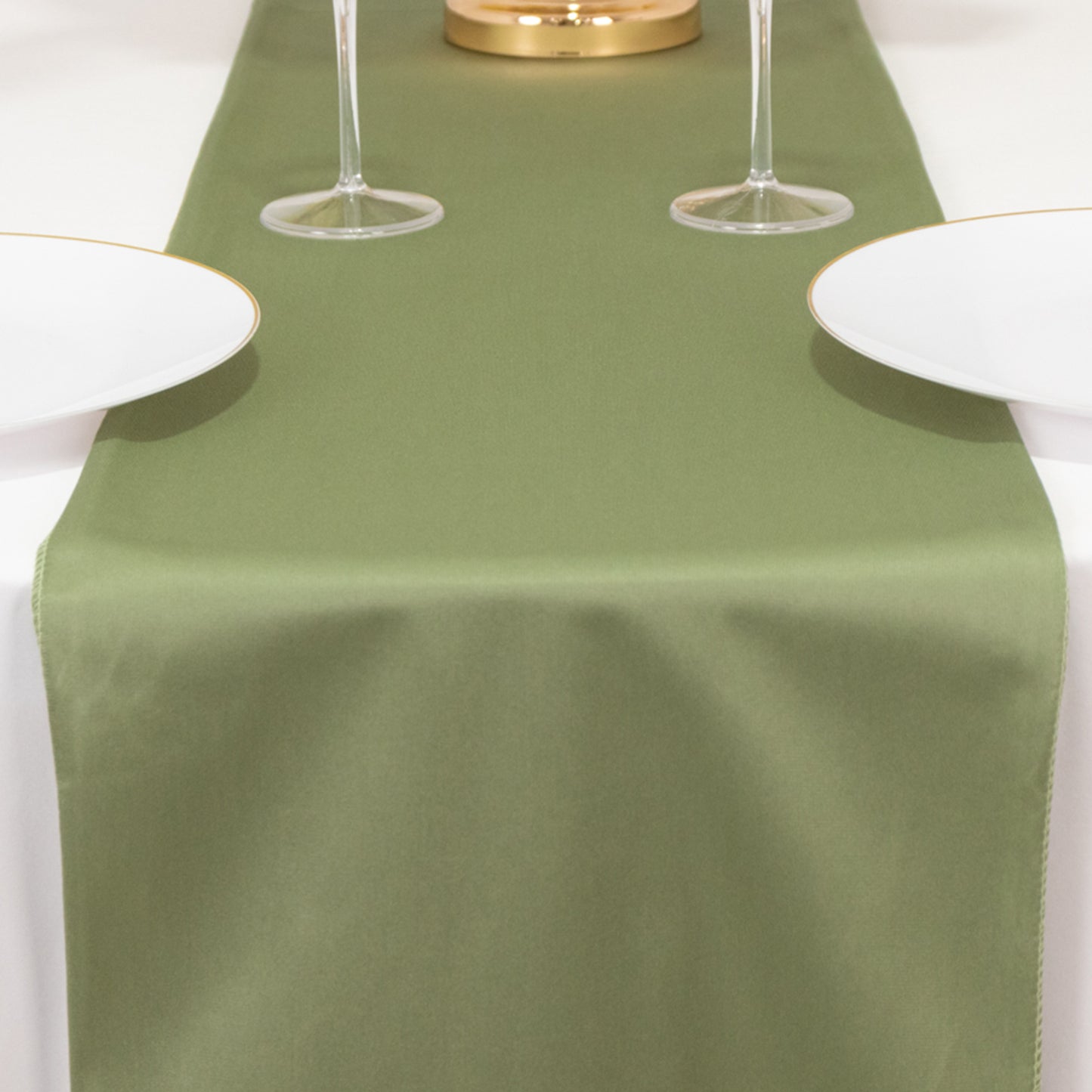 Dusty Sage Green Premium Scuba Polyester Table Runner, Wrinkle Free Table Linen - 12"x108"