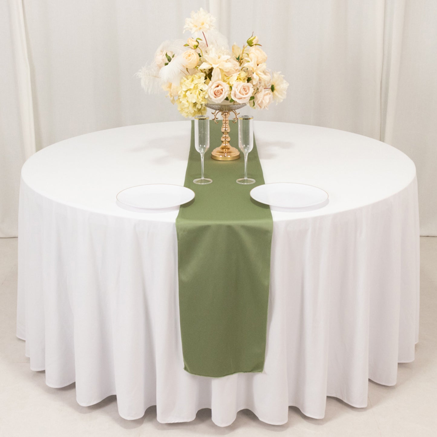 Dusty Sage Green Premium Scuba Polyester Table Runner, Wrinkle Free Table Linen - 12"x108"