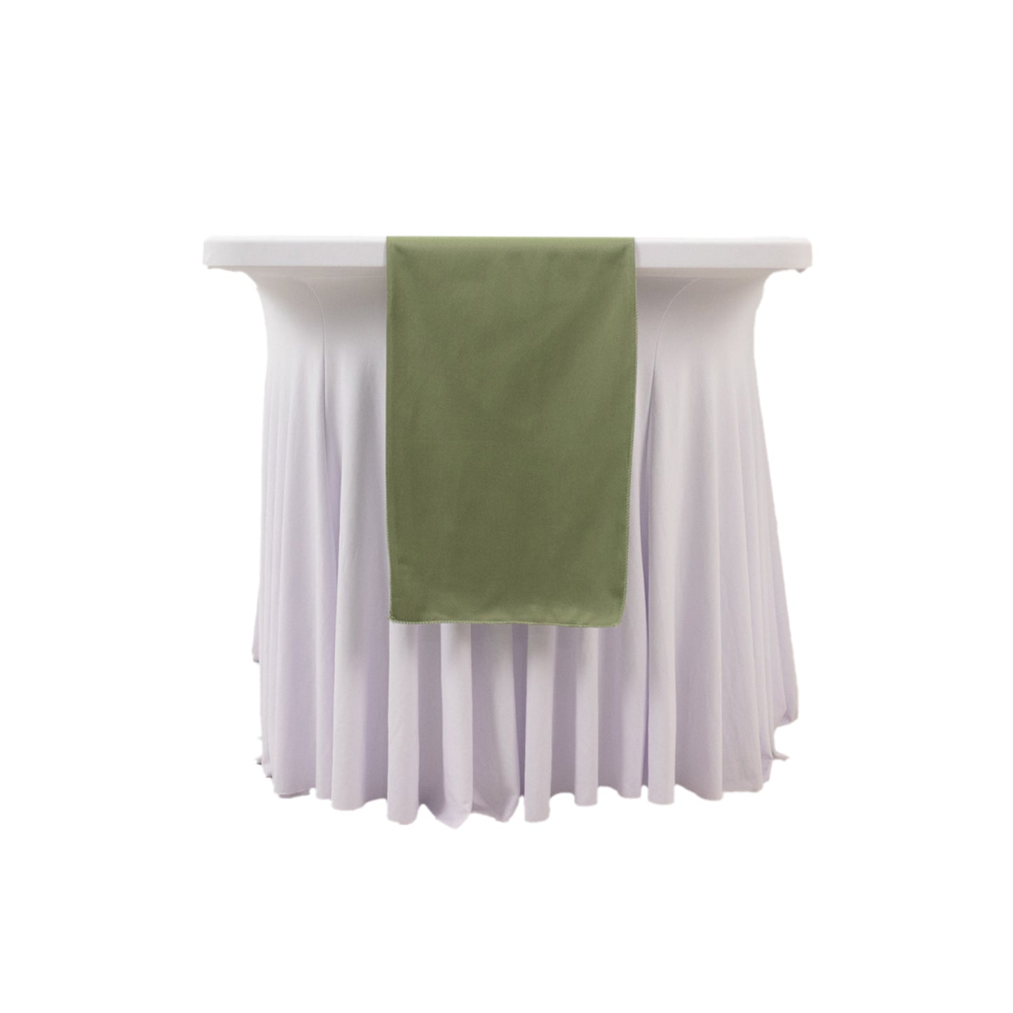 Dusty Sage Green Premium Scuba Polyester Table Runner, Wrinkle Free Table Linen - 12"x108"