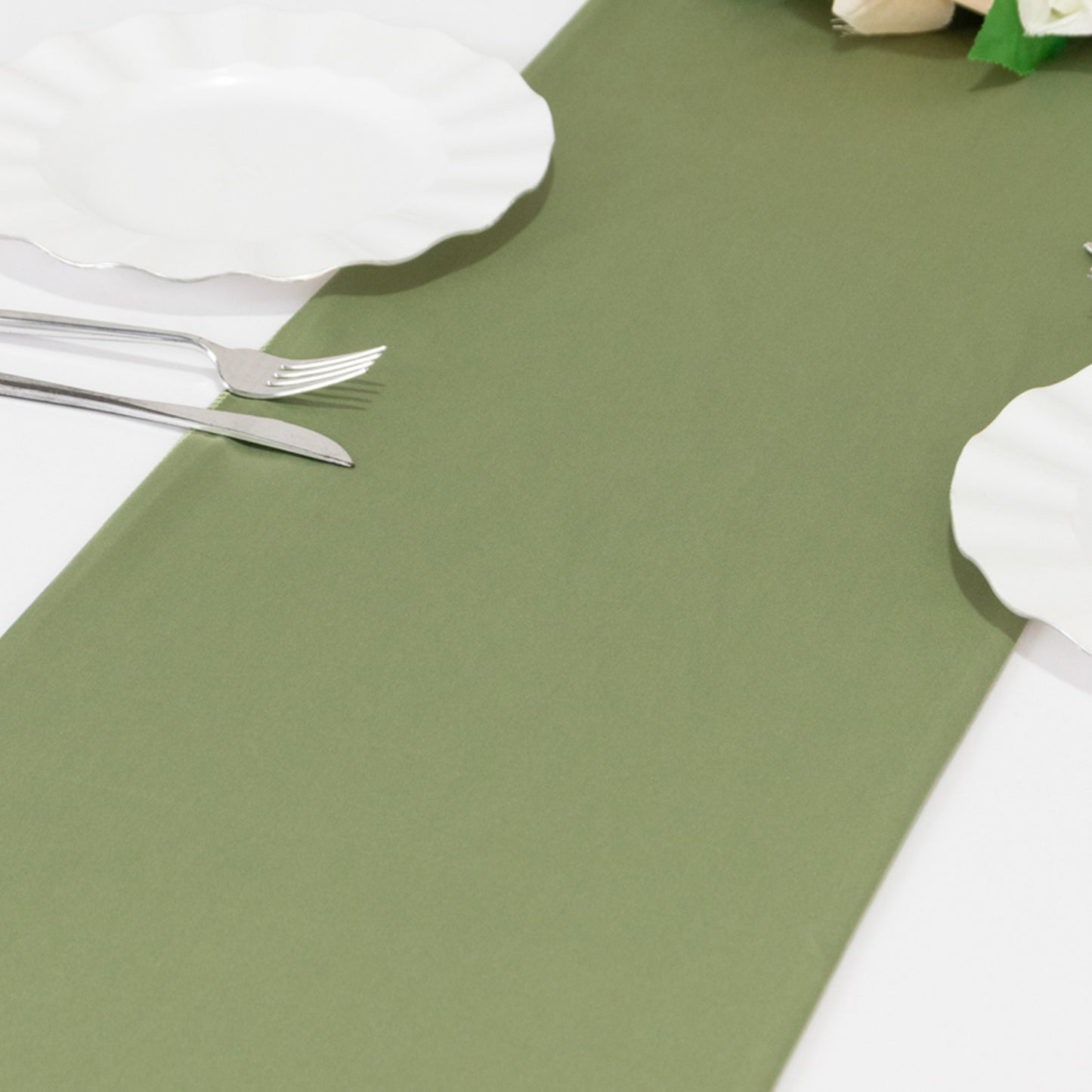 Dusty Sage Green Premium Scuba Polyester Table Runner, Wrinkle Free Table Linen - 12"x108"