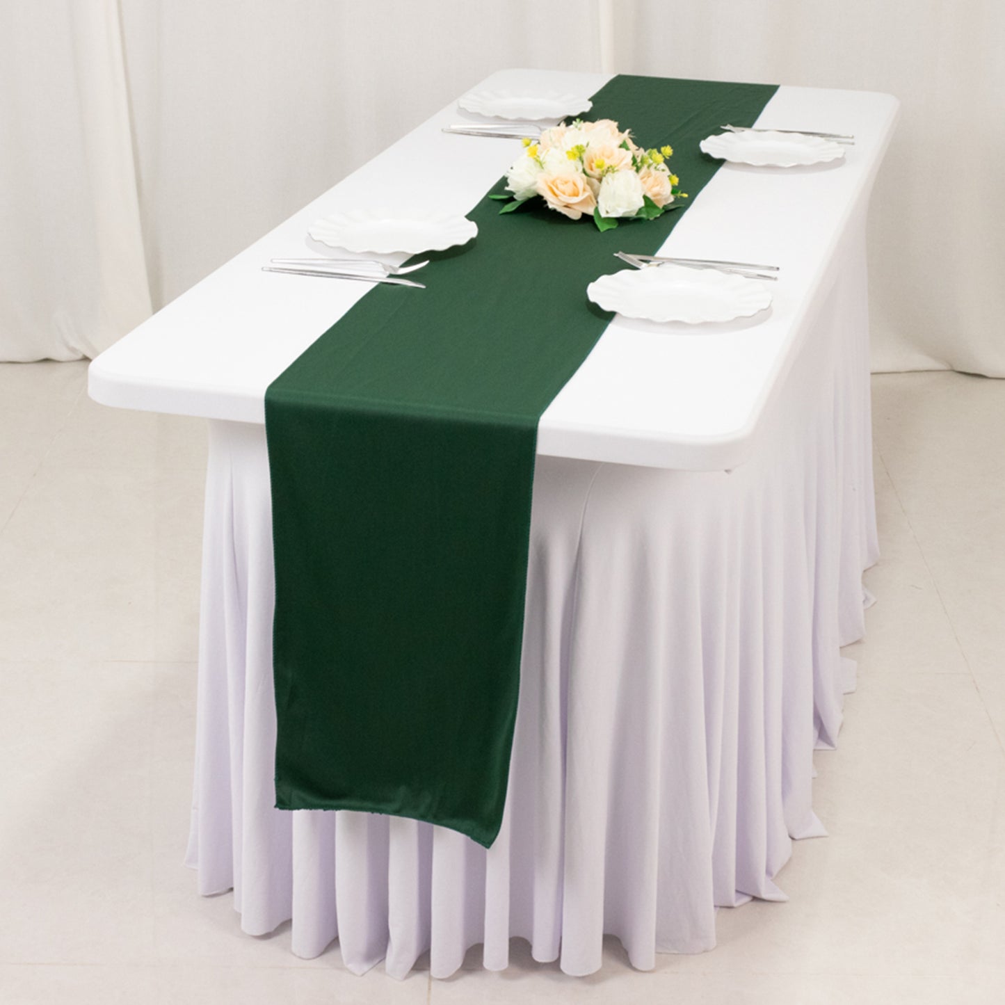 Hunter Emerald Green Premium Scuba Polyester Table Runner, Wrinkle Free Table Linen - 12"x108"