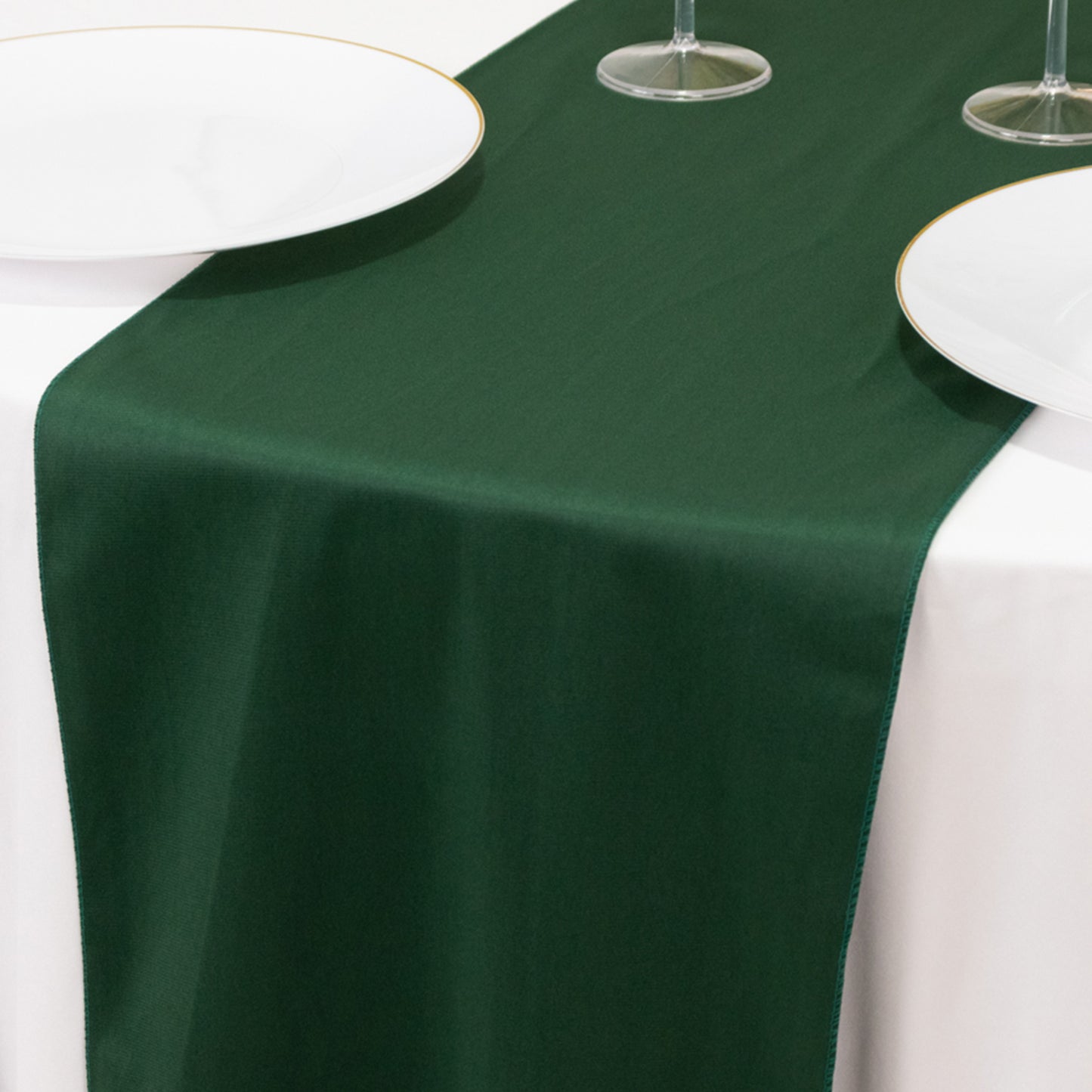 Hunter Emerald Green Premium Scuba Polyester Table Runner, Wrinkle Free Table Linen - 12"x108"