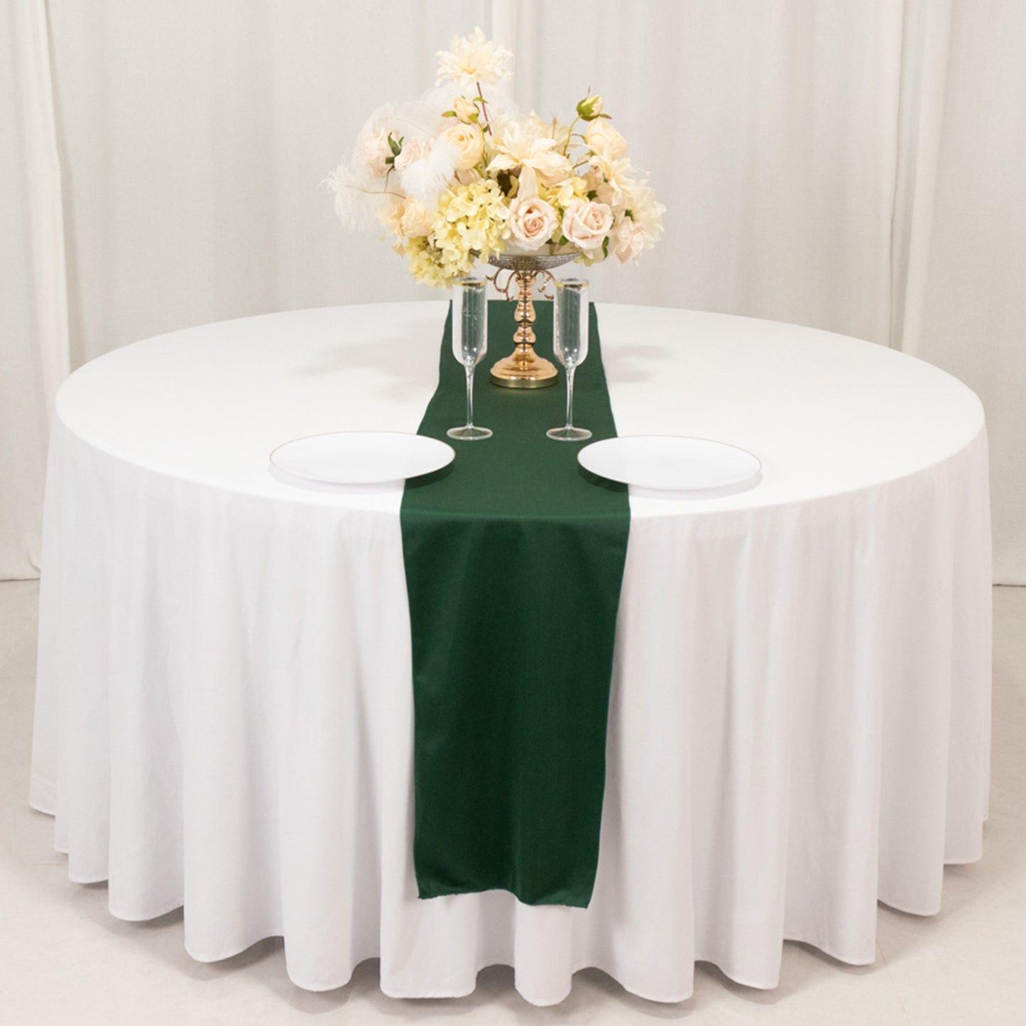 Hunter Emerald Green Premium Scuba Polyester Table Runner, Wrinkle Free Table Linen - 12"x108"