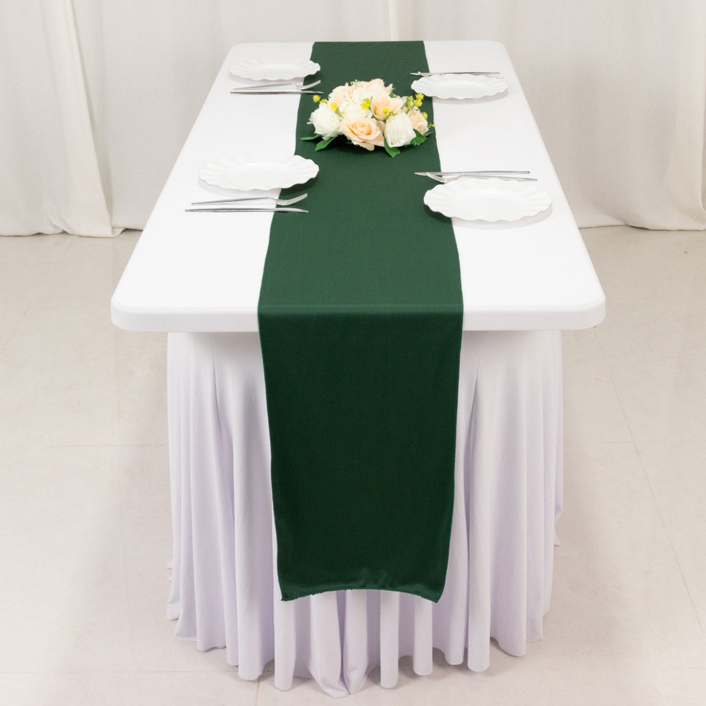 Hunter Emerald Green Premium Scuba Polyester Table Runner, Wrinkle Free Table Linen - 12"x108"