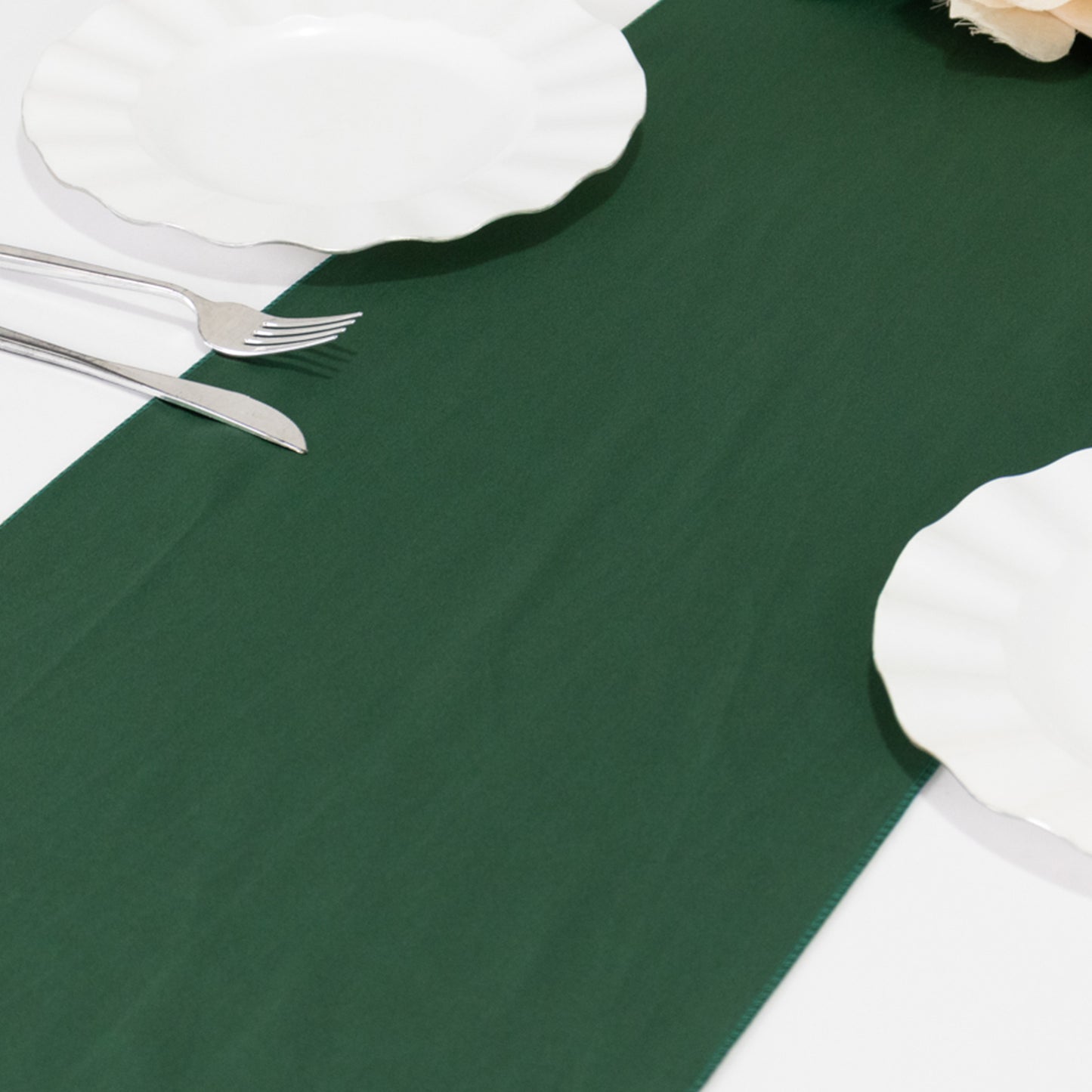 Hunter Emerald Green Premium Scuba Polyester Table Runner, Wrinkle Free Table Linen - 12"x108"