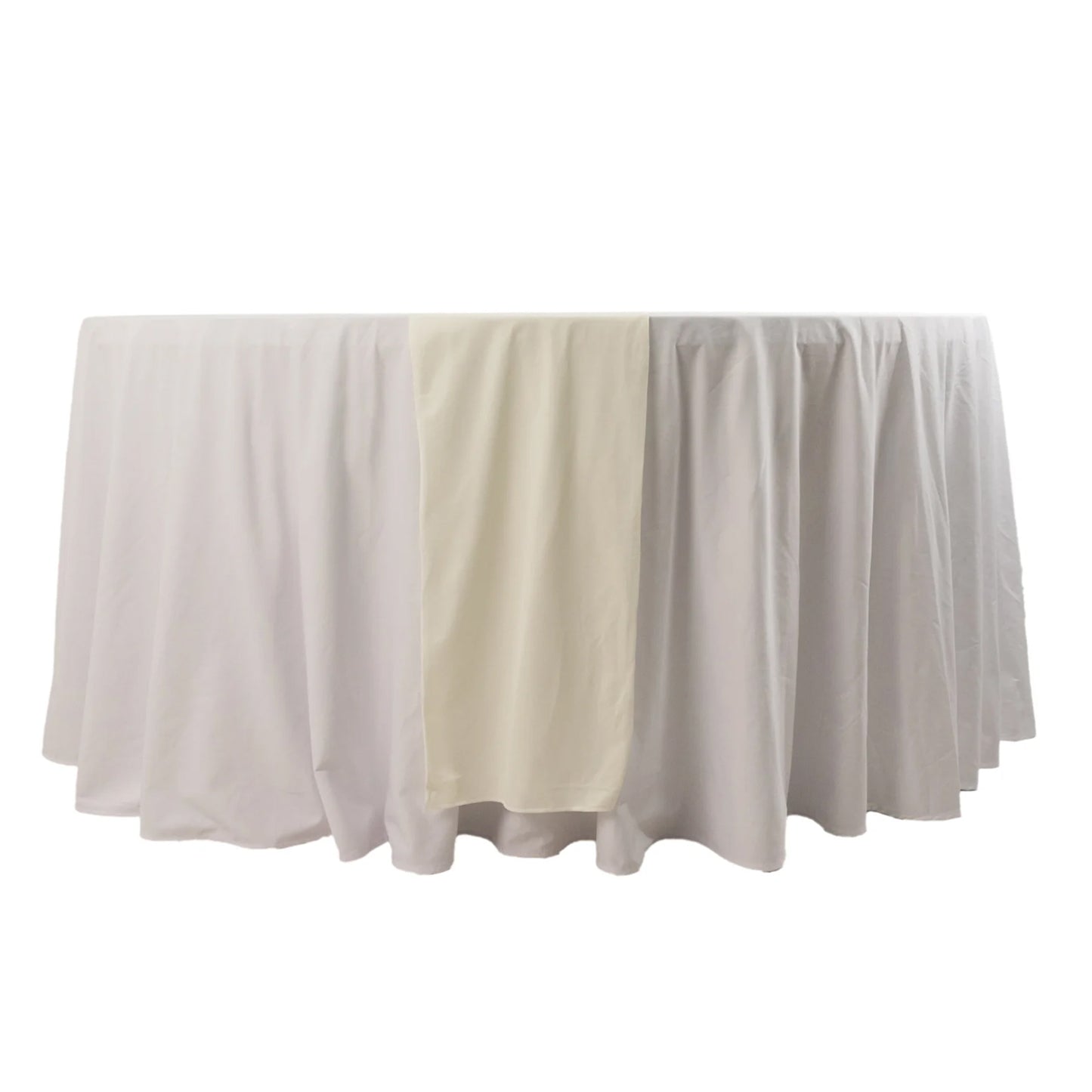 Ivory Scuba Polyester Table Runner, Wrinkle Free Table Linen - 12"x108"