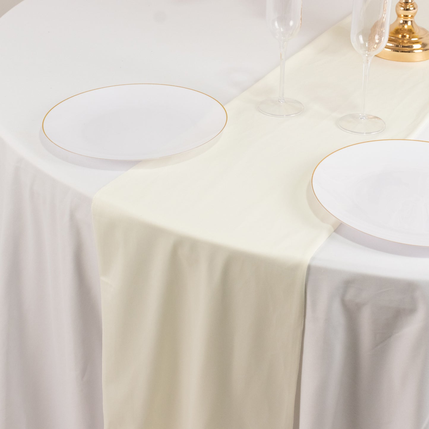 Ivory Scuba Polyester Table Runner, Wrinkle Free Table Linen - 12"x108"