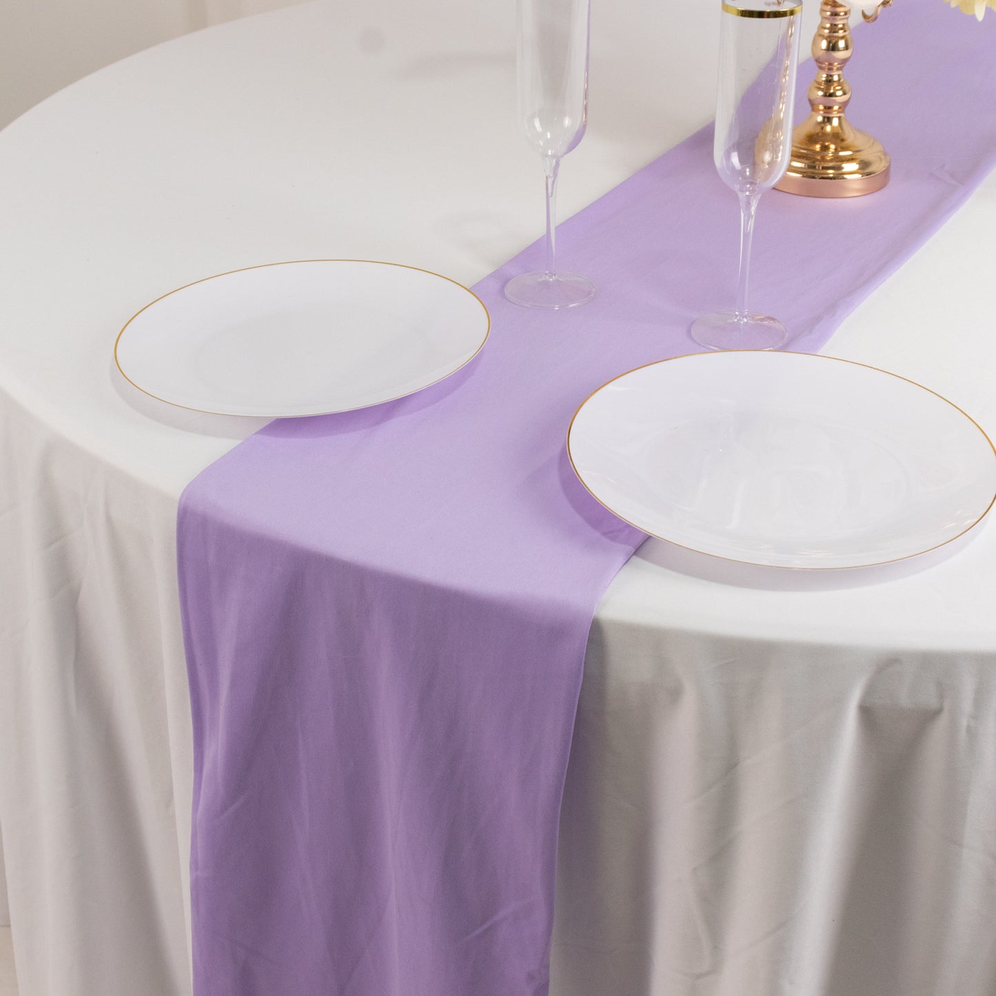 Lavender Lilac Scuba Polyester Table Runner, Wrinkle Free Table Linen - 12"x108"