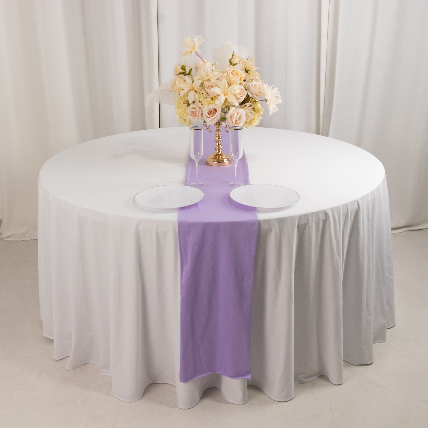 Lavender Lilac Scuba Polyester Table Runner, Wrinkle Free Table Linen - 12"x108"