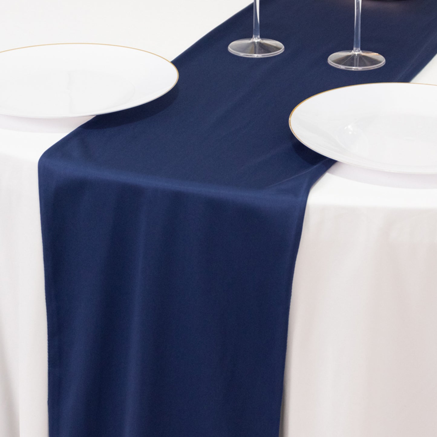 Navy Blue Scuba Polyester Table Runner, Wrinkle Free Table Linen - 12"x108"