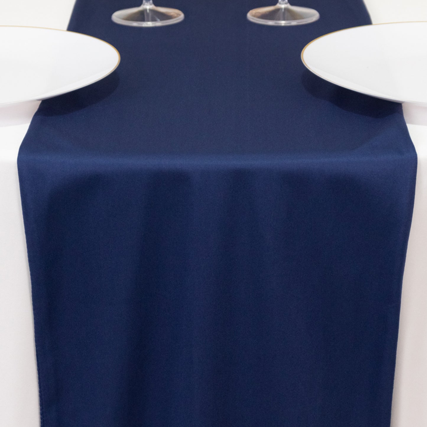 Navy Blue Scuba Polyester Table Runner, Wrinkle Free Table Linen - 12"x108"