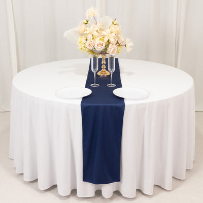 Elegant Navy Blue Scuba Polyester Table Runner