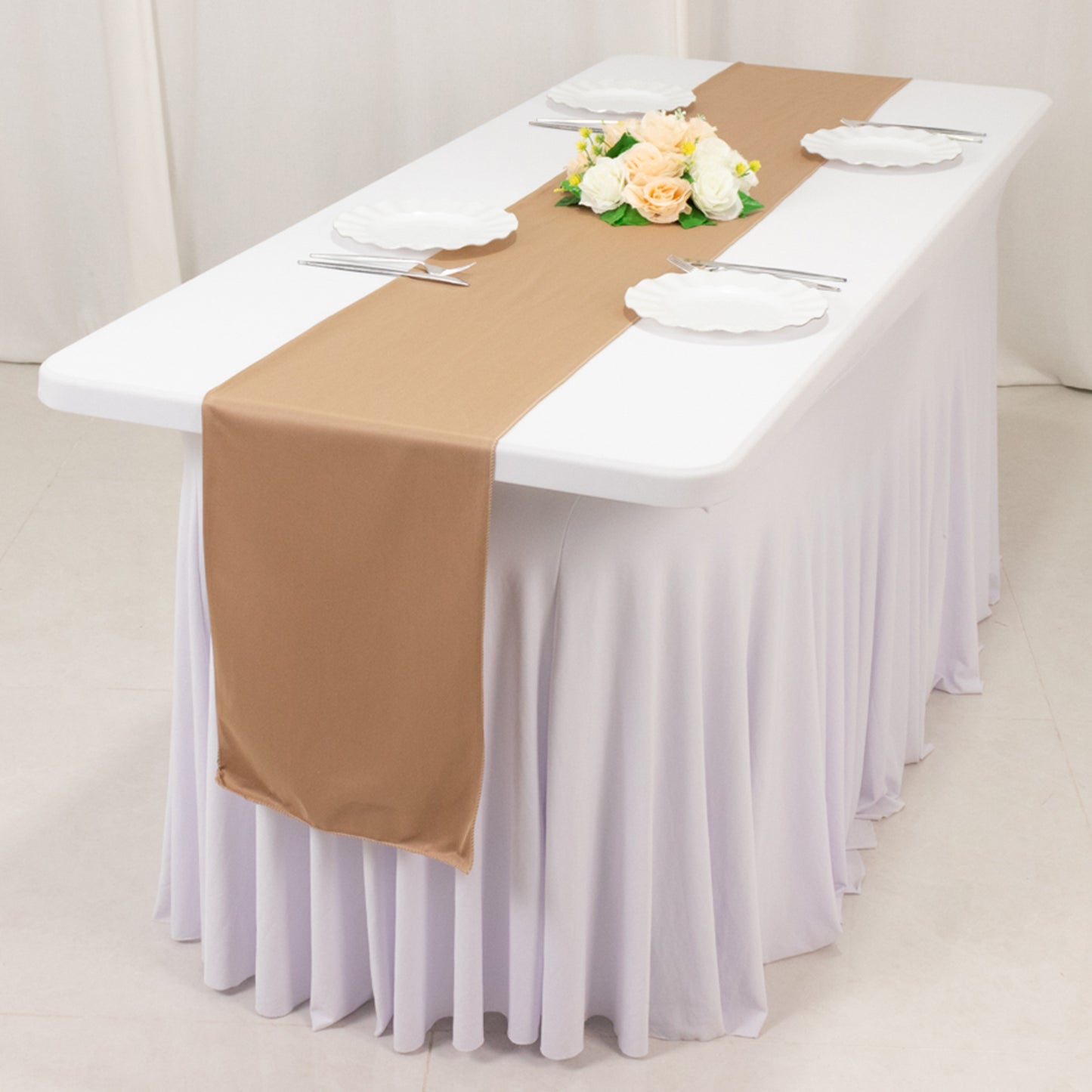 Nude Premium Scuba Polyester Table Runner, Wrinkle Free Table Linen - 12"x108"