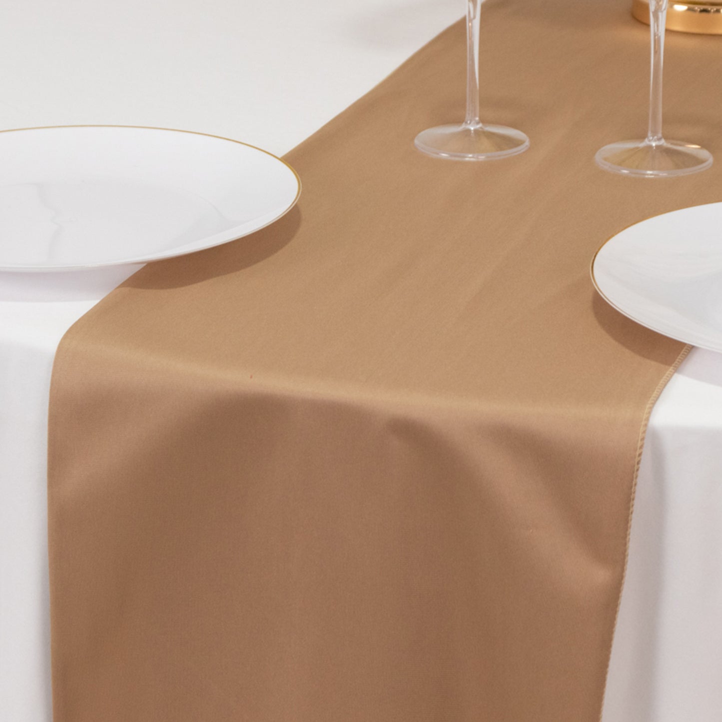 Nude Premium Scuba Polyester Table Runner, Wrinkle Free Table Linen - 12"x108"