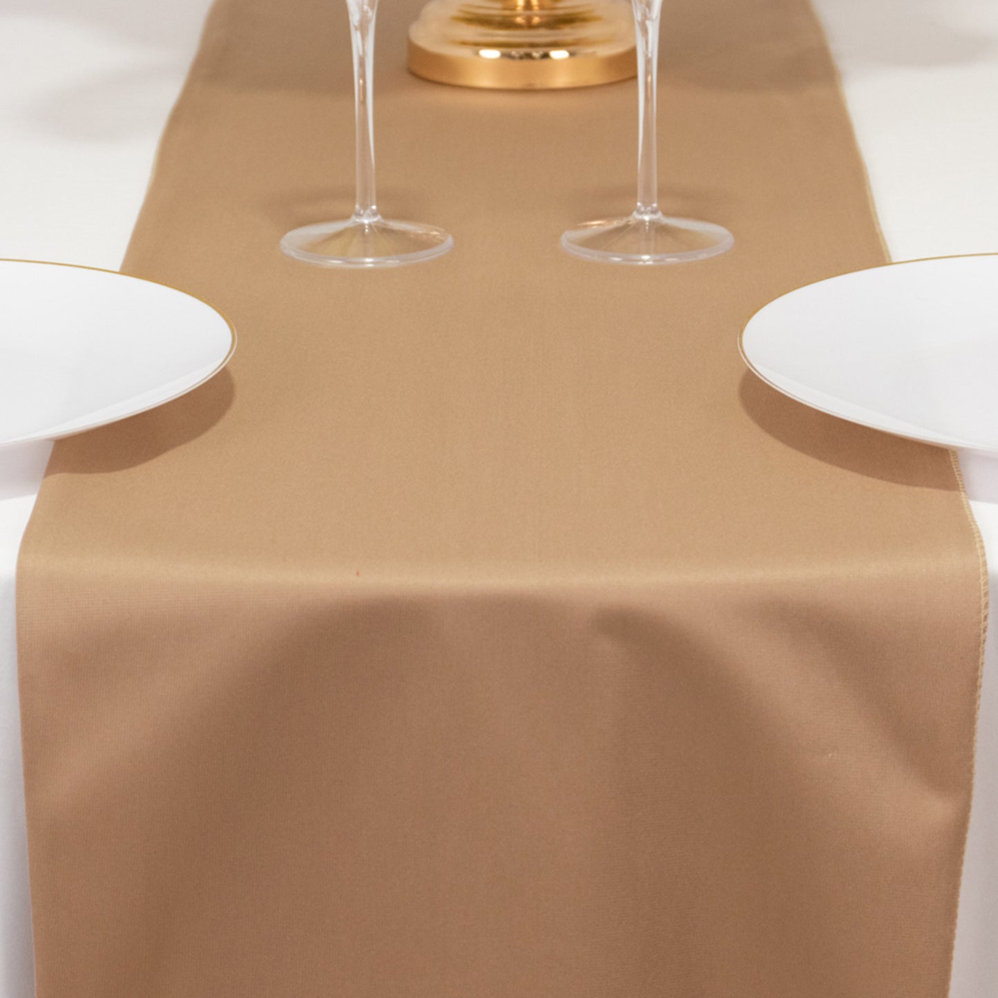 Nude Premium Scuba Polyester Table Runner, Wrinkle Free Table Linen - 12"x108"