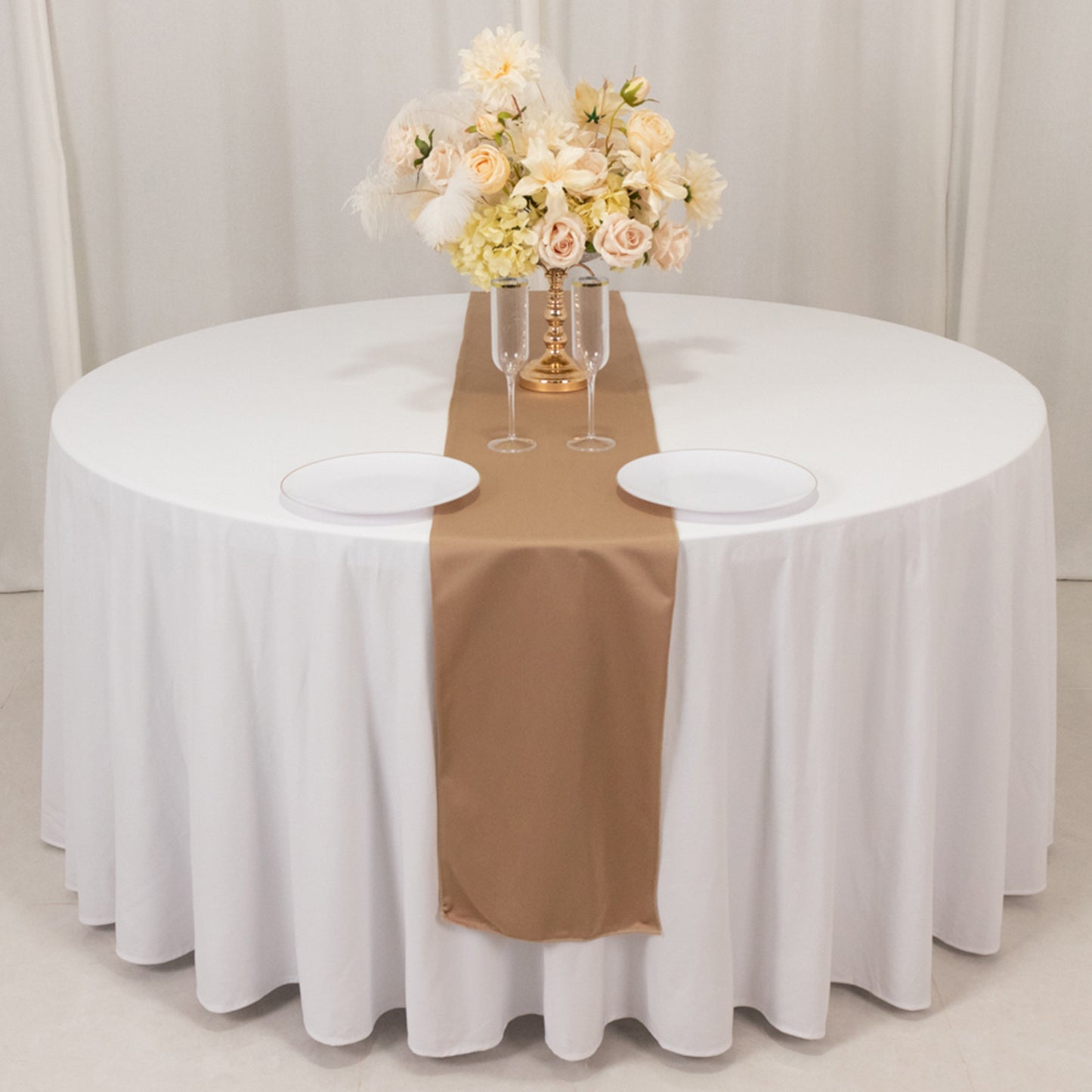 Nude Premium Scuba Polyester Table Runner, Wrinkle Free Table Linen - 12"x108"