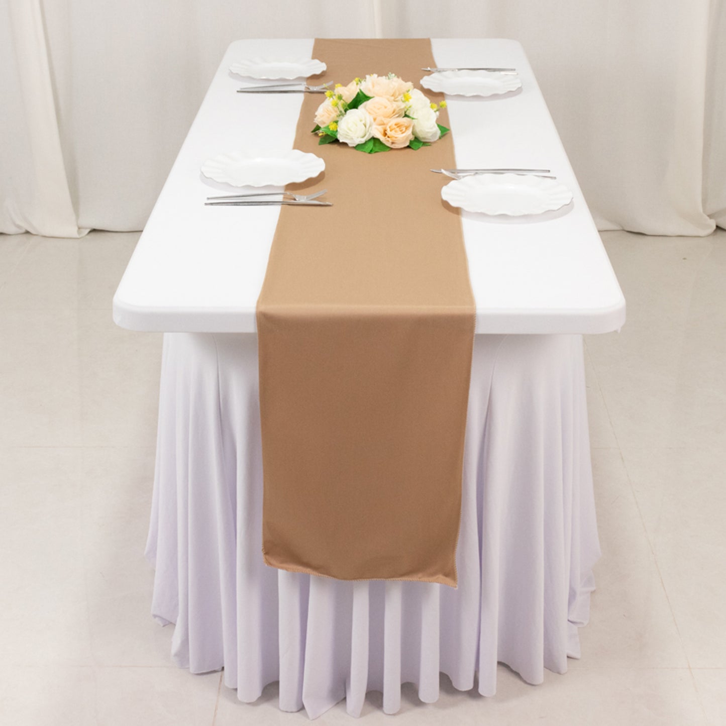 Nude Premium Scuba Polyester Table Runner, Wrinkle Free Table Linen - 12"x108"