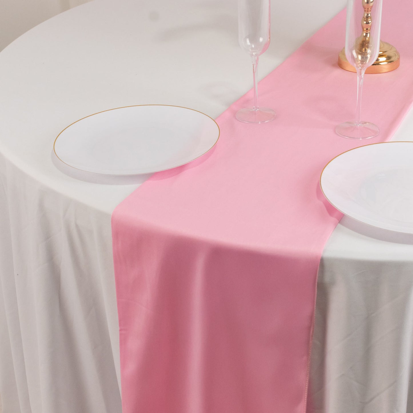 Pink Premium Scuba Polyester Table Runner, Wrinkle Free Table Linen - 12"x108"