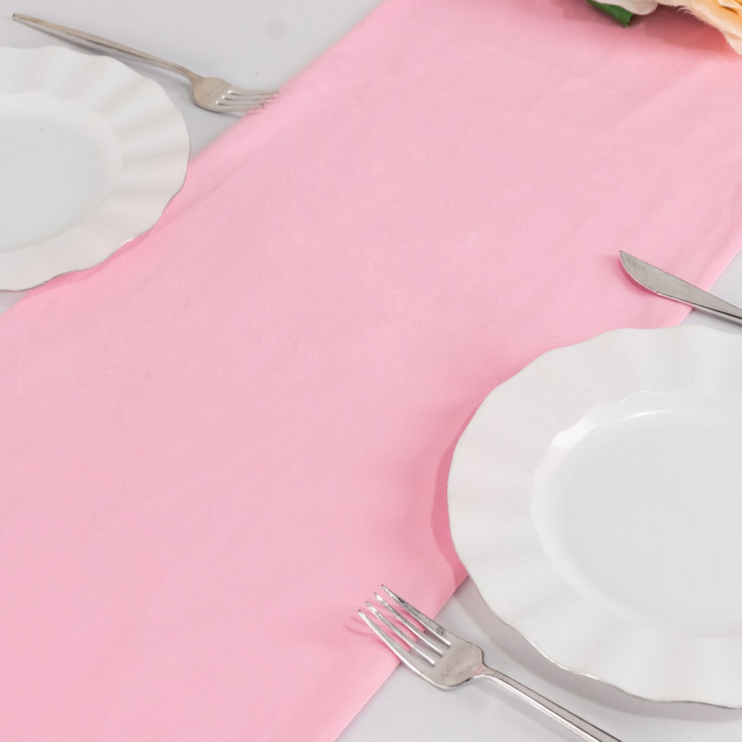 Pink Premium Scuba Polyester Table Runner, Wrinkle Free Table Linen - 12"x108"