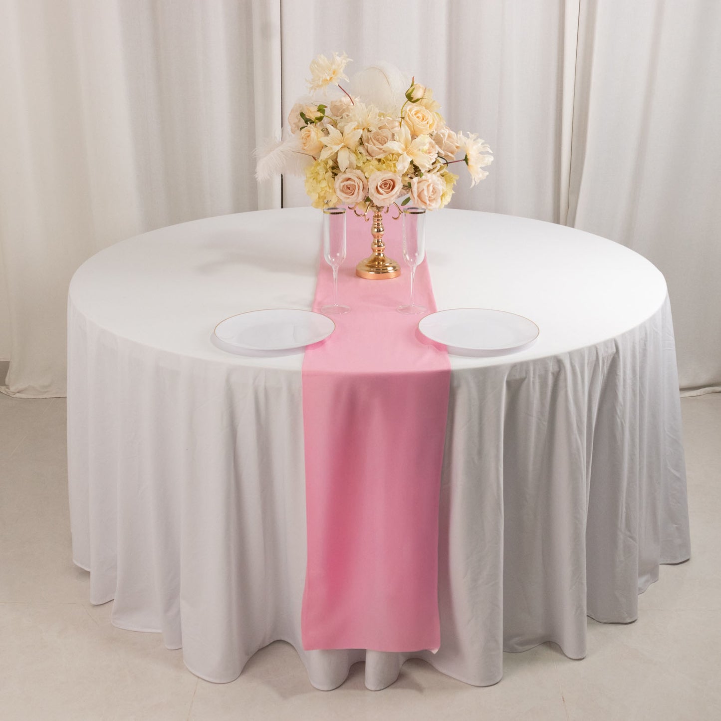 Pink Premium Scuba Polyester Table Runner, Wrinkle Free Table Linen - 12"x108"