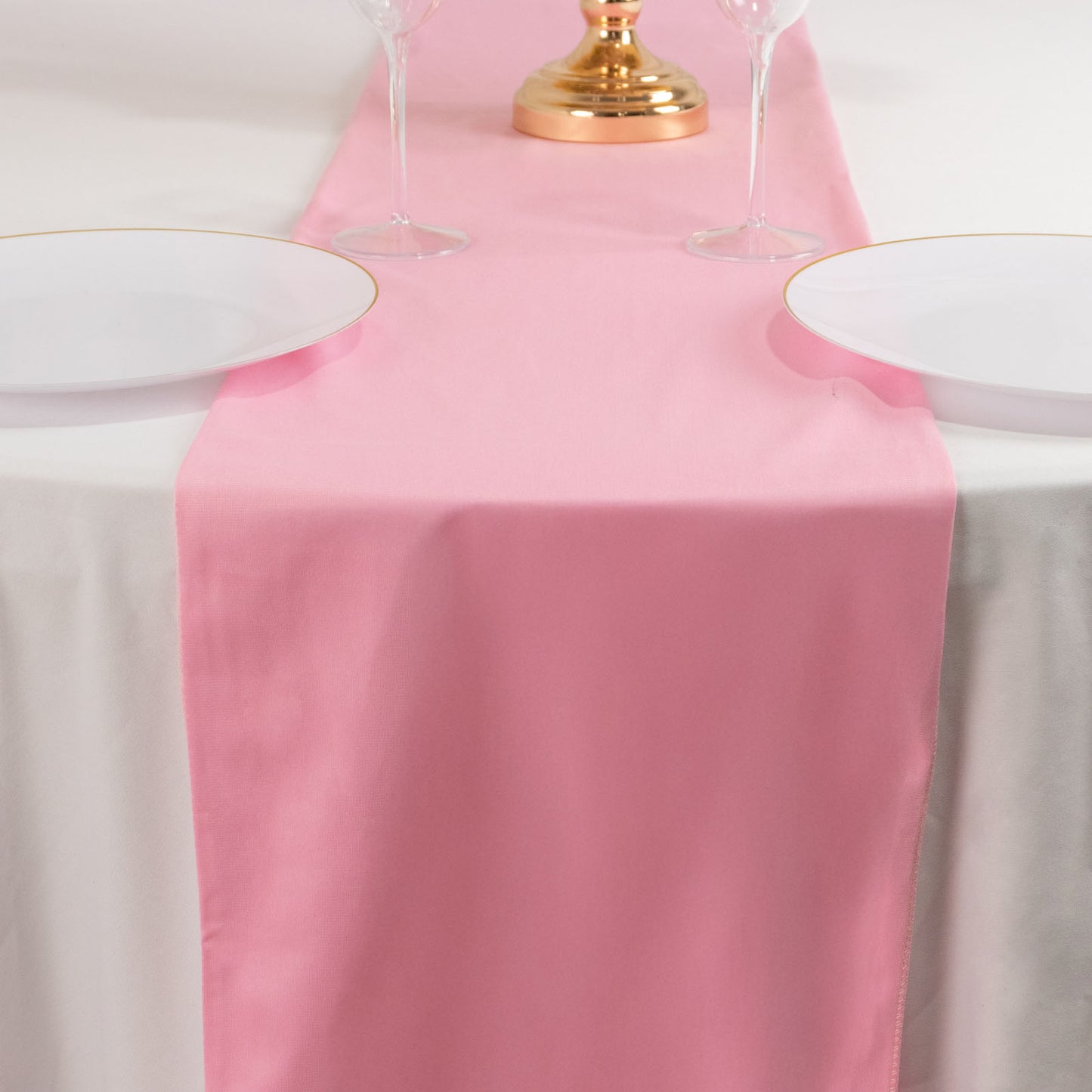 Pink Premium Scuba Polyester Table Runner, Wrinkle Free Table Linen - 12"x108"