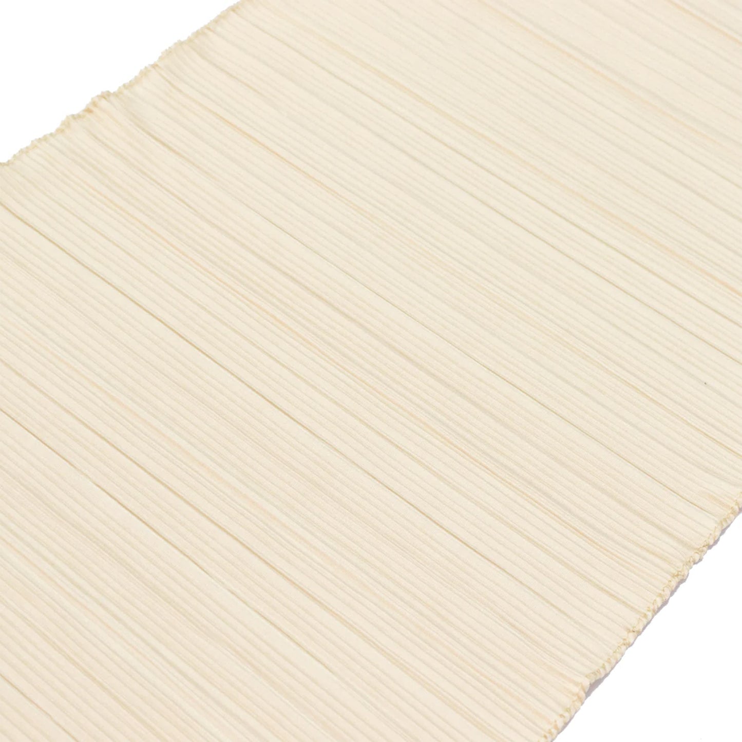 Beige accordion pleated table runner, wrinkle-free and stain-resistant. #whtbkgd