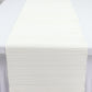 Ivory accordion pleated scuba table runner, wrinkle-free and stain-resistant.