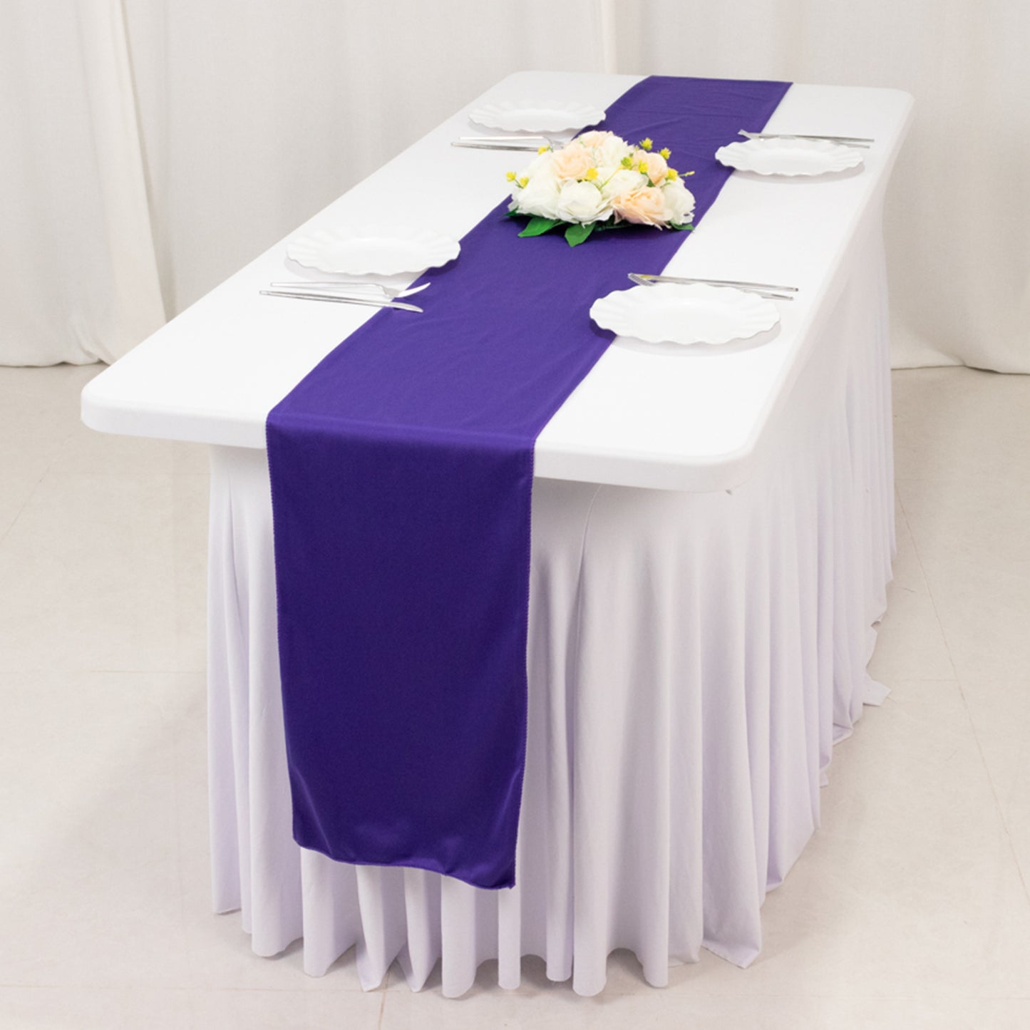 Purple Premium Scuba Polyester Table Runner, Wrinkle Free Table Linen - 12"x108"