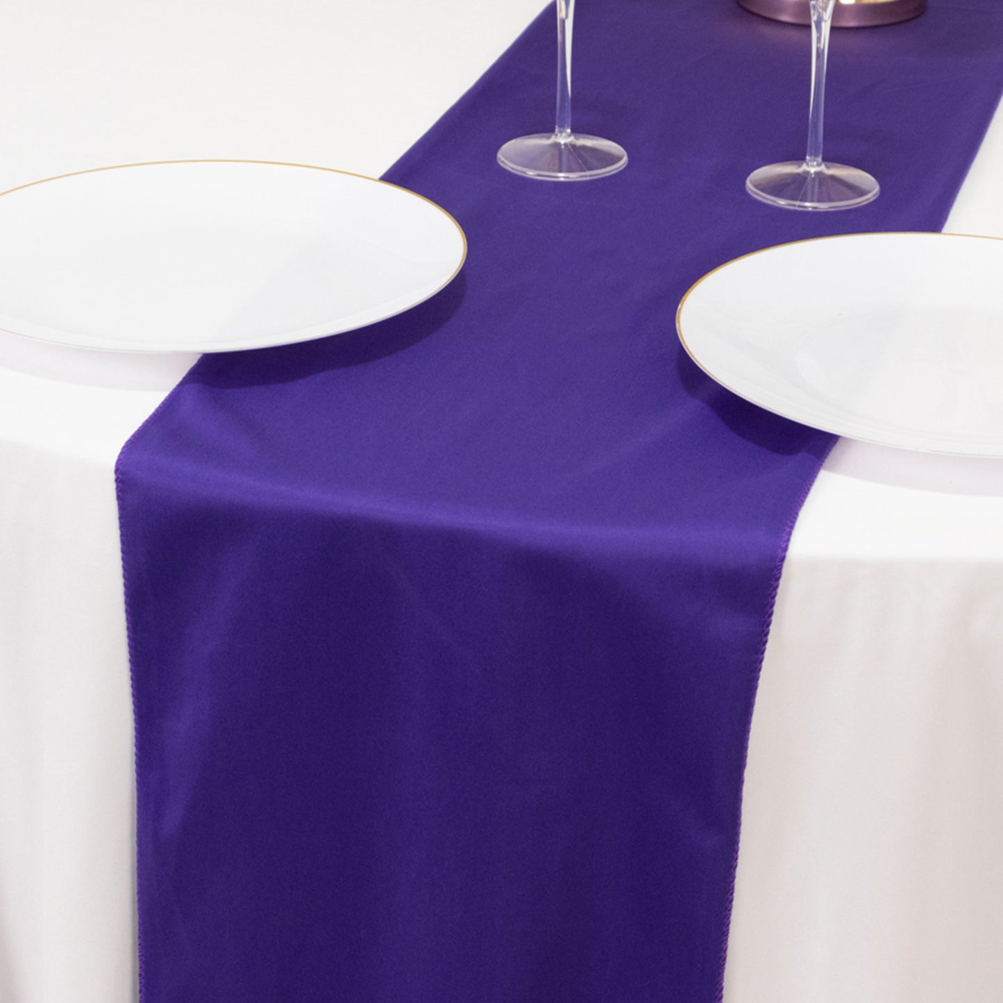 Purple Premium Scuba Polyester Table Runner, Wrinkle Free Table Linen - 12"x108"