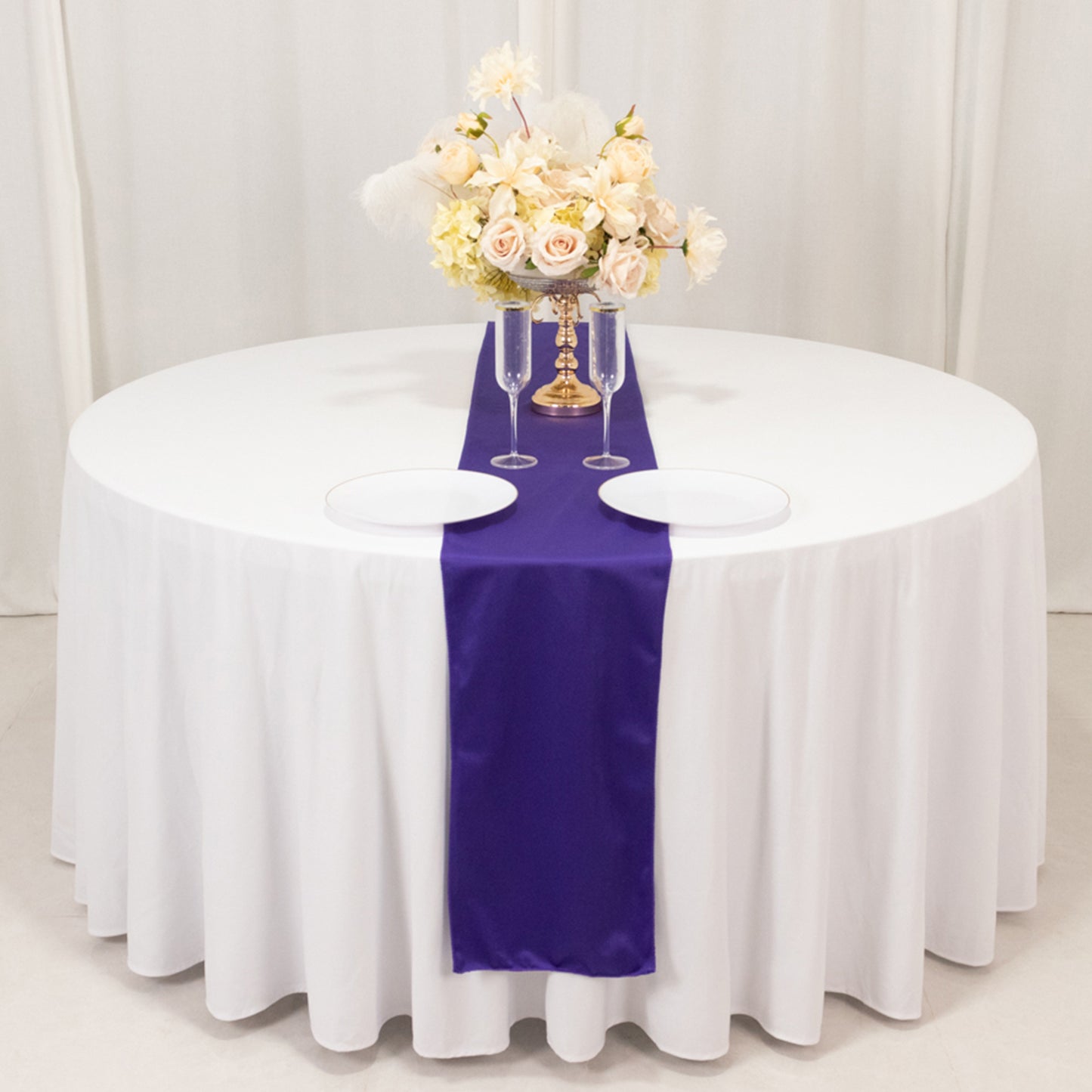 Purple Premium Scuba Polyester Table Runner, Wrinkle Free Table Linen - 12"x108"