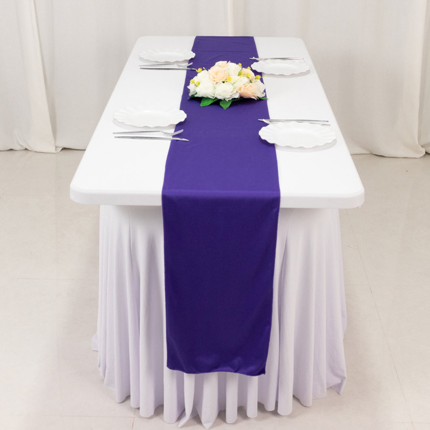 Purple Premium Scuba Polyester Table Runner, Wrinkle Free Table Linen - 12"x108"