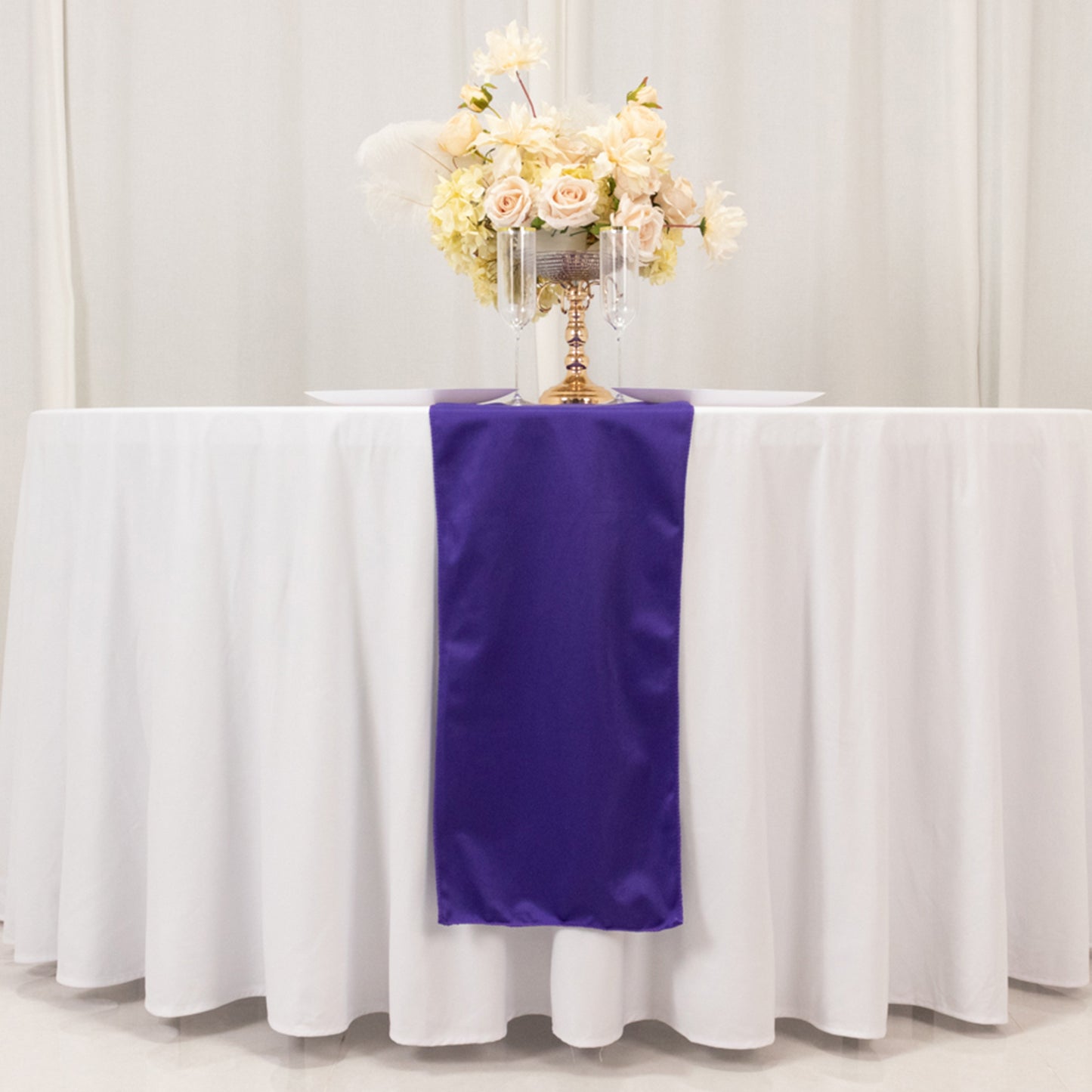 Purple Premium Scuba Polyester Table Runner, Wrinkle Free Table Linen - 12"x108"