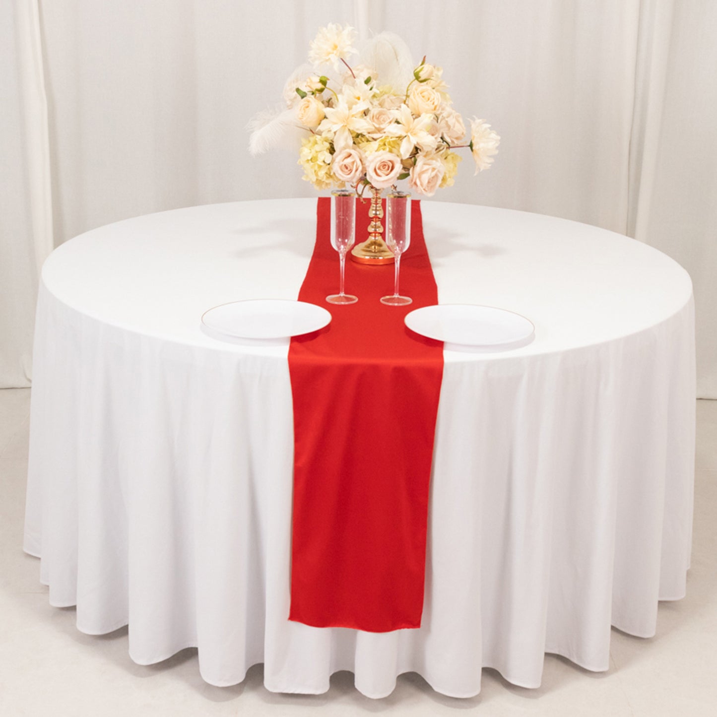 Red Scuba Polyester Table Runner, Wrinkle Free Table Linen - 12"x108"