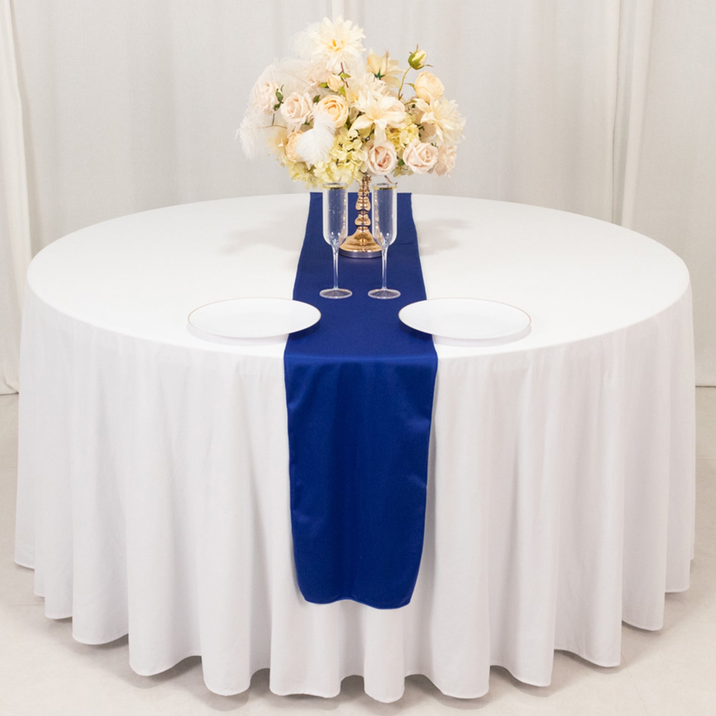 Royal Blue Scuba Polyester Table Runner, Wrinkle Free Table Linen - 12"x108"