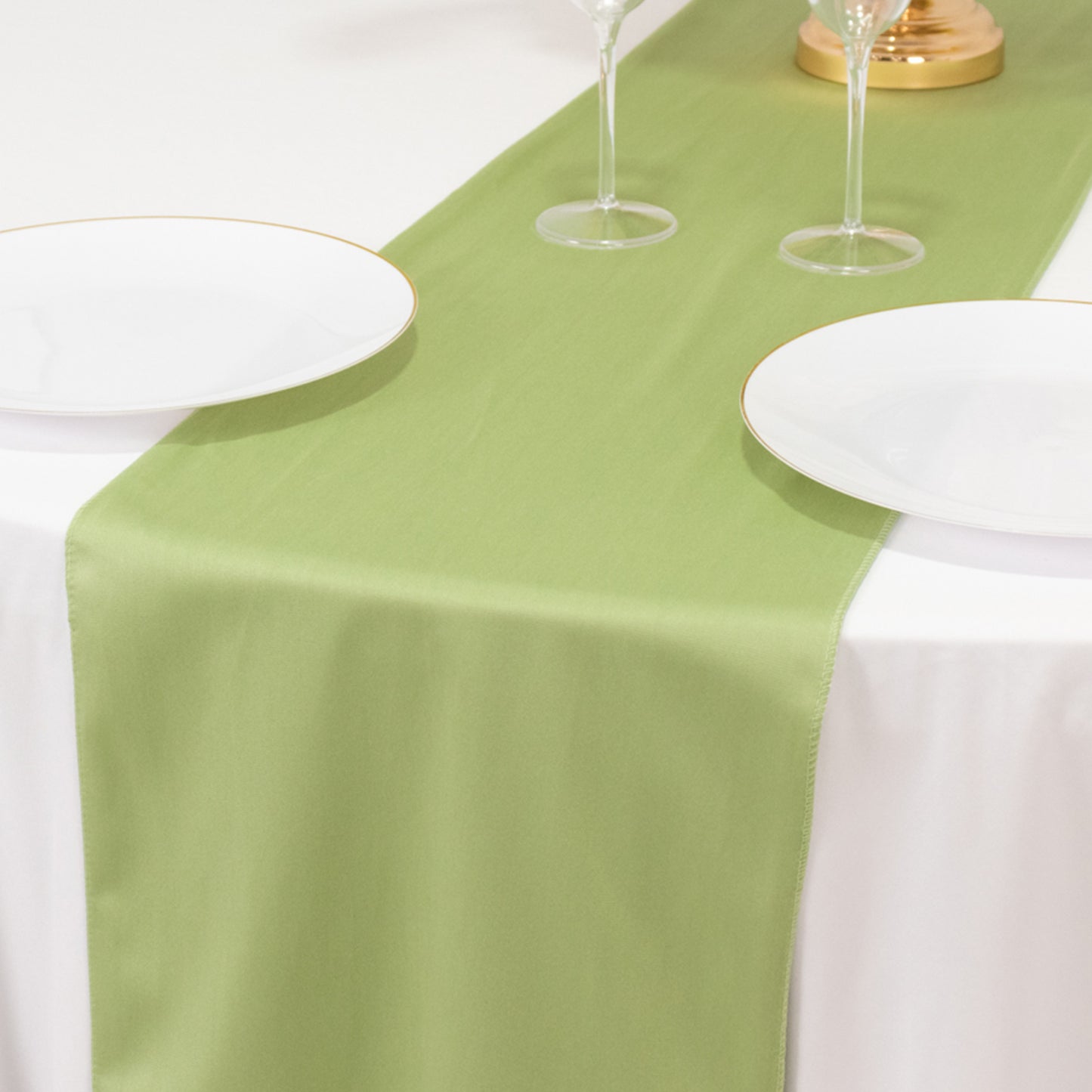 Sage Green Premium Scuba Polyester Table Runner, Wrinkle Free Table Linen - 12"x108"