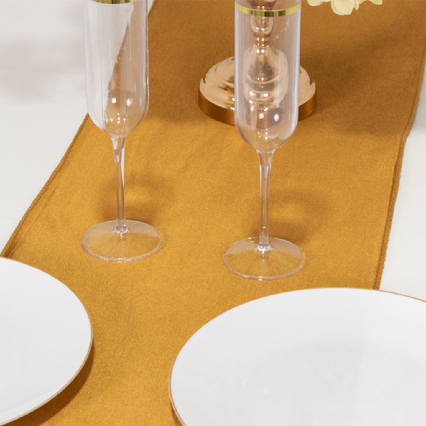 Shimmer Gold Premium Scuba Polyester Table Runner, Wrinkle Free Table Linen - 12"x108"