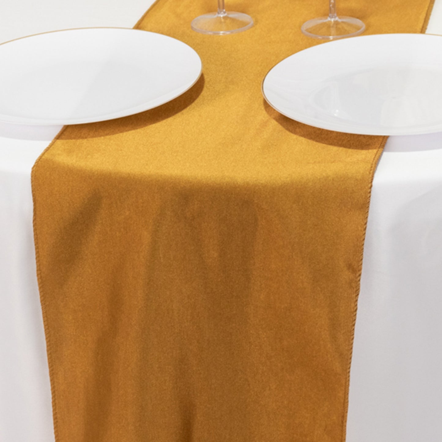 Shimmer Gold Premium Scuba Polyester Table Runner, Wrinkle Free Table Linen - 12"x108"