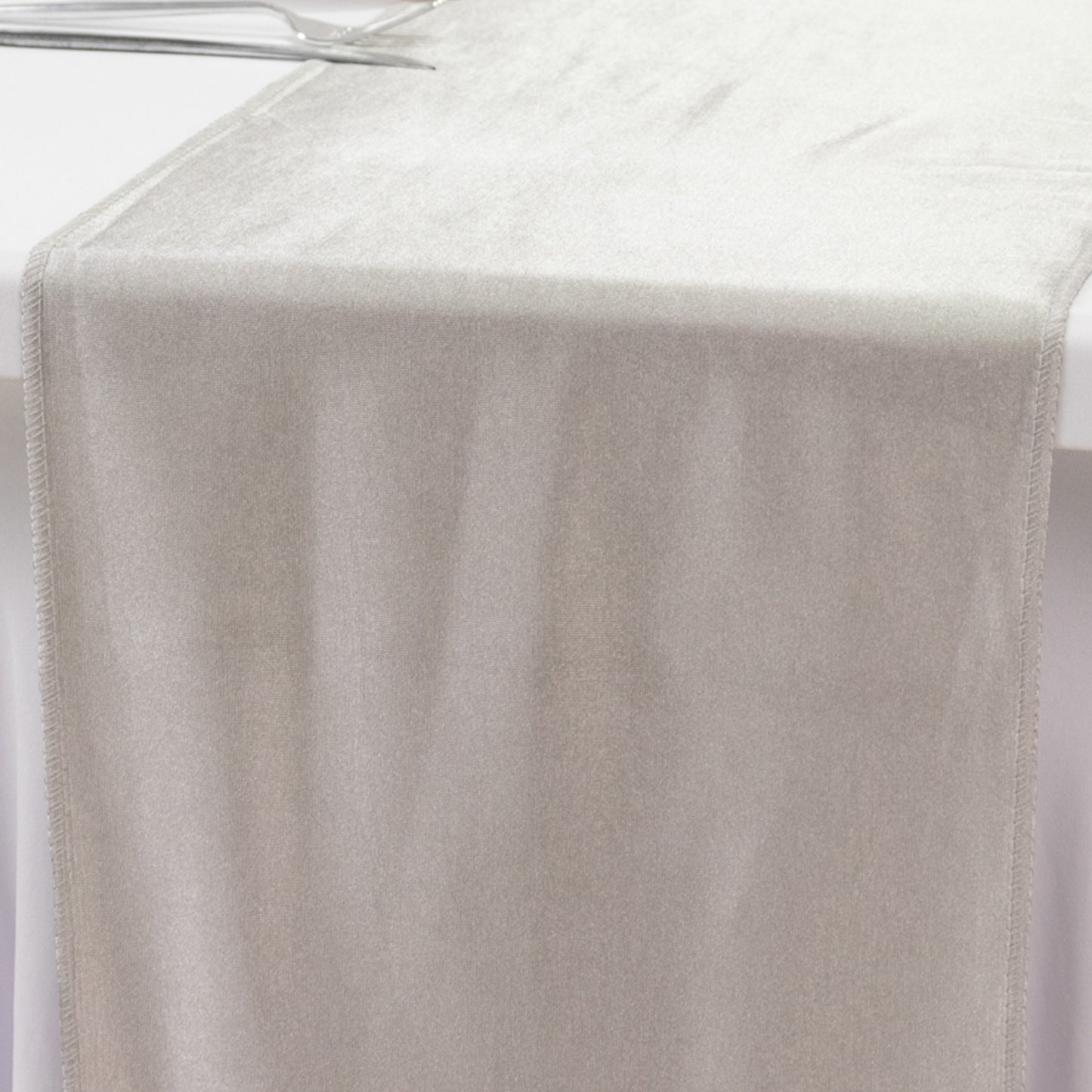 Shimmer Silver Premium Scuba Polyester Table Runner, Wrinkle Free Table Linen - 12"x108"