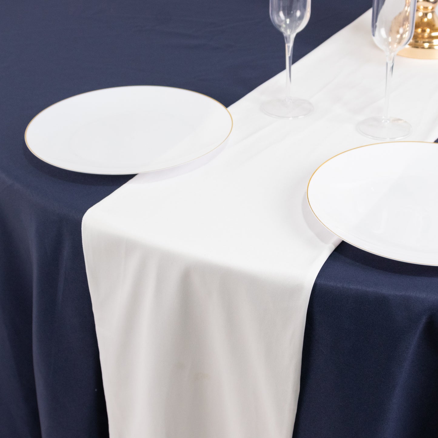 White Premium Scuba Polyester Table Runner, Wrinkle Free Table Linen - 12"x108"