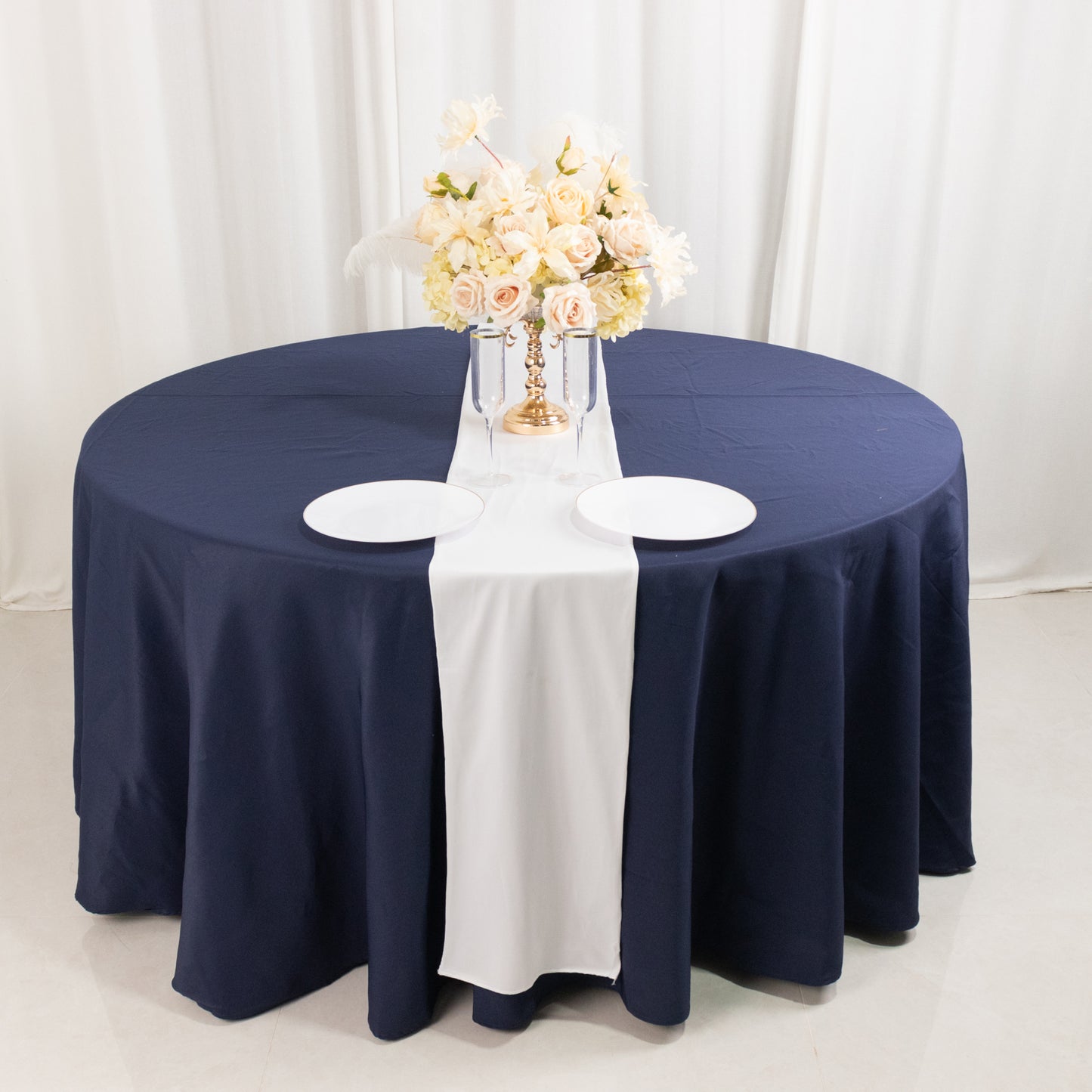 White Premium Scuba Polyester Table Runner, Wrinkle Free Table Linen - 12"x108"