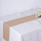 Blush shimmer sequin table runner on a white table setting.