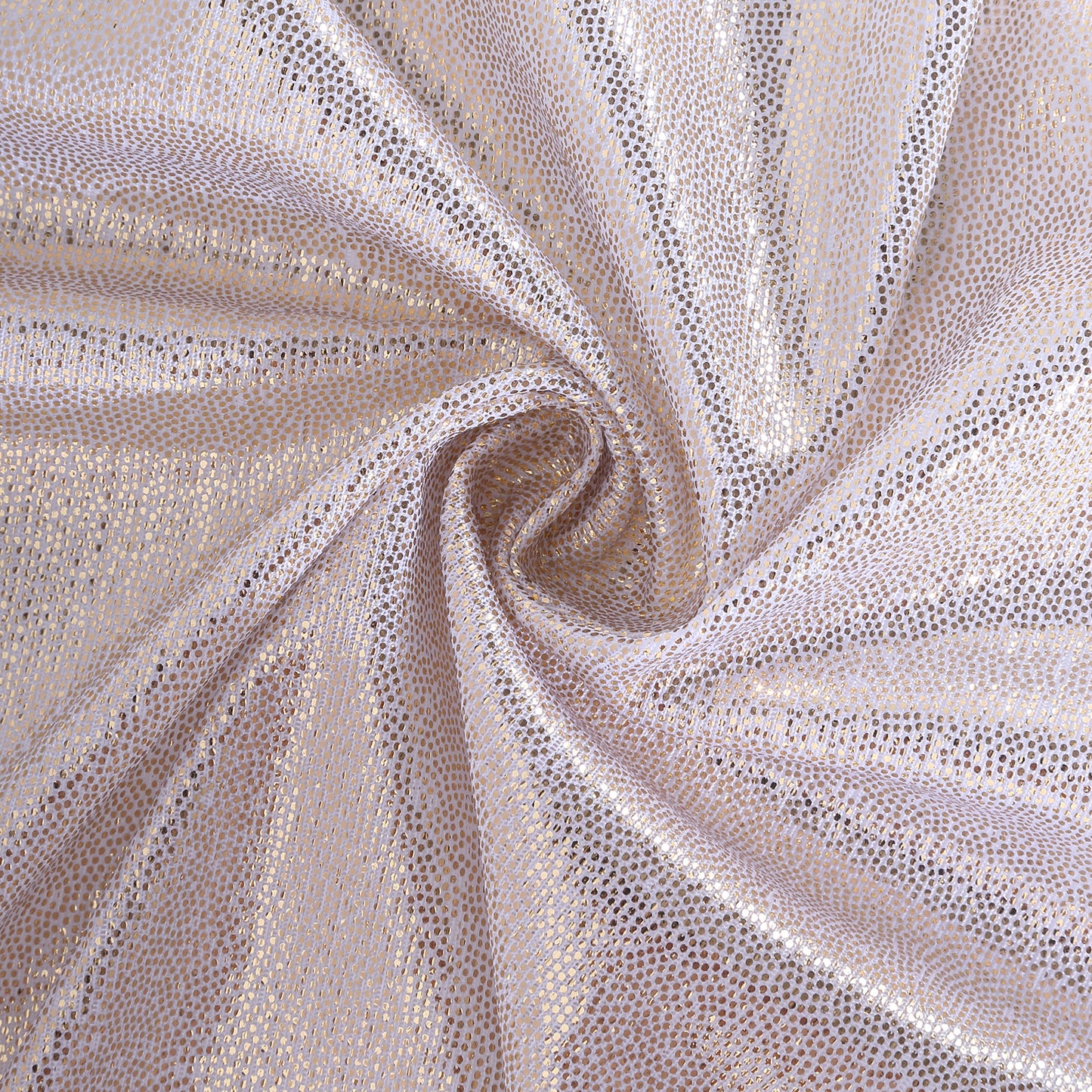 Beige shimmer sequin dots table runner, wrinkle-free glitter finish.