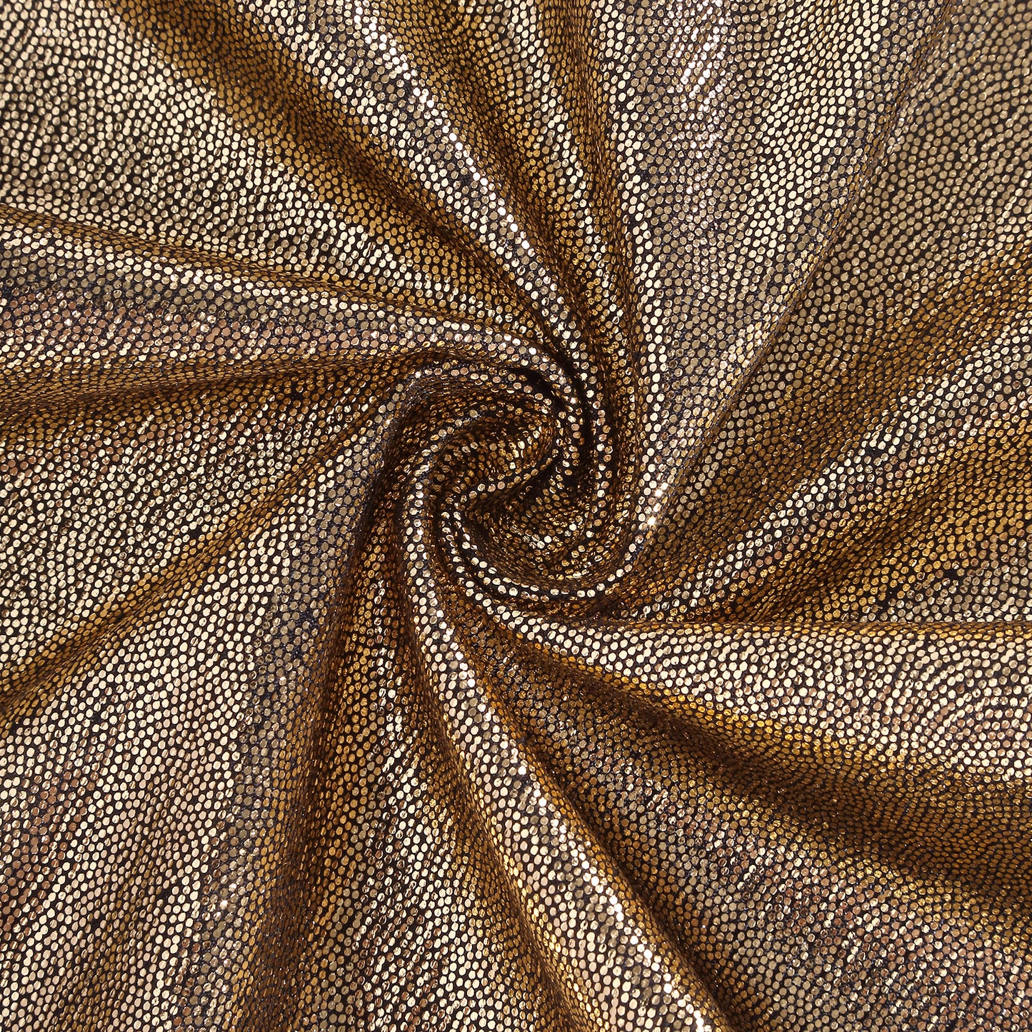 Antique gold shimmer sequin dots table runner, wrinkle-free sparkle.