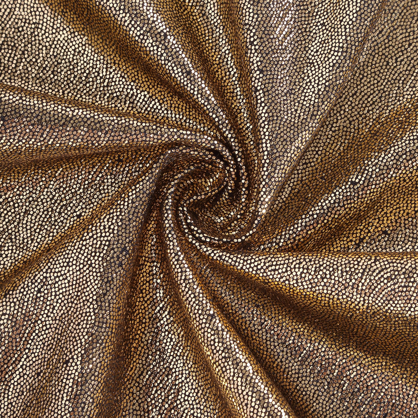 Antique gold shimmer sequin dots table runner, wrinkle-free sparkle.